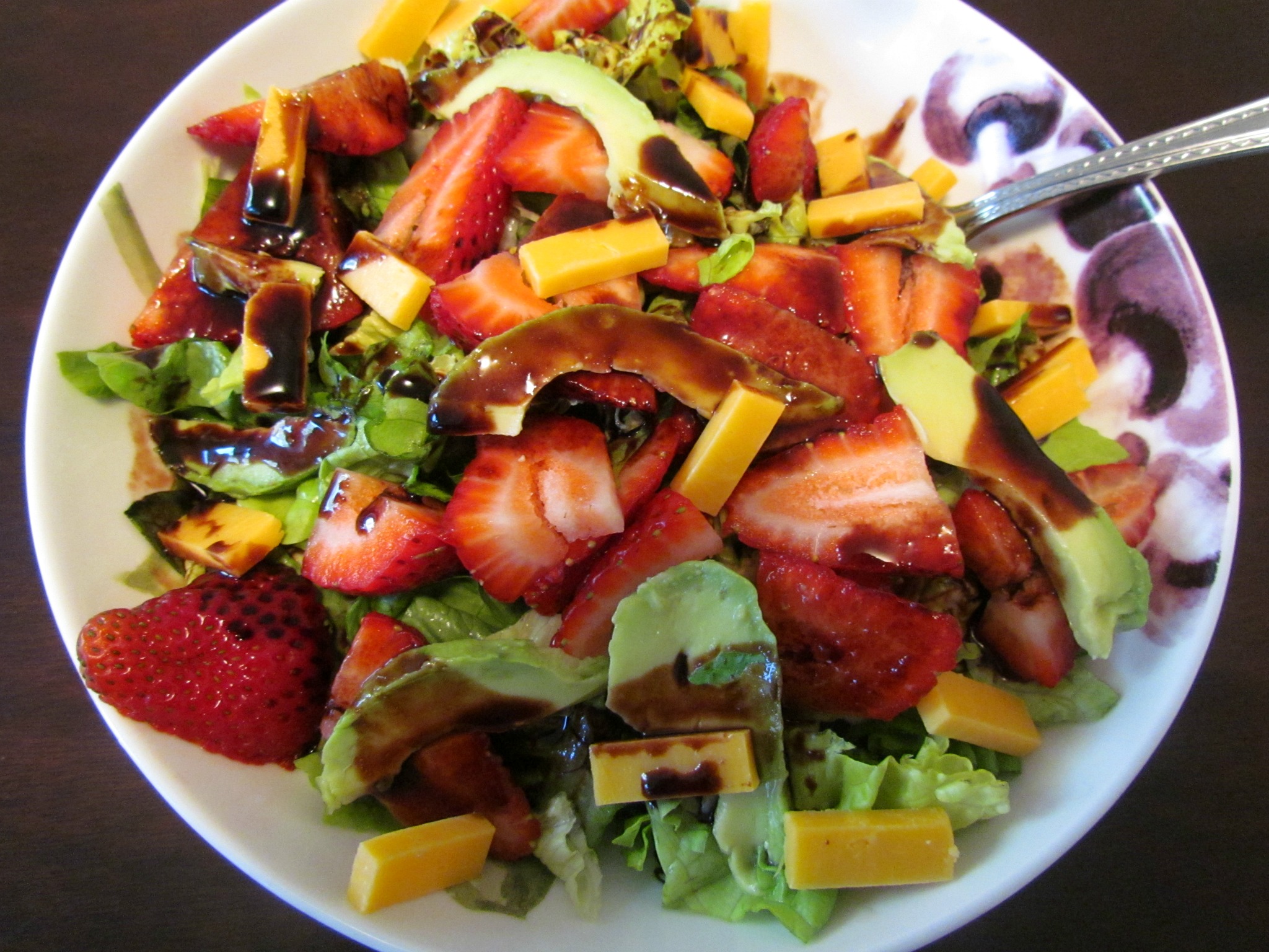 Strawberry Avocado Sunflower Seed Salad with Strawberry Balsamic Dressing