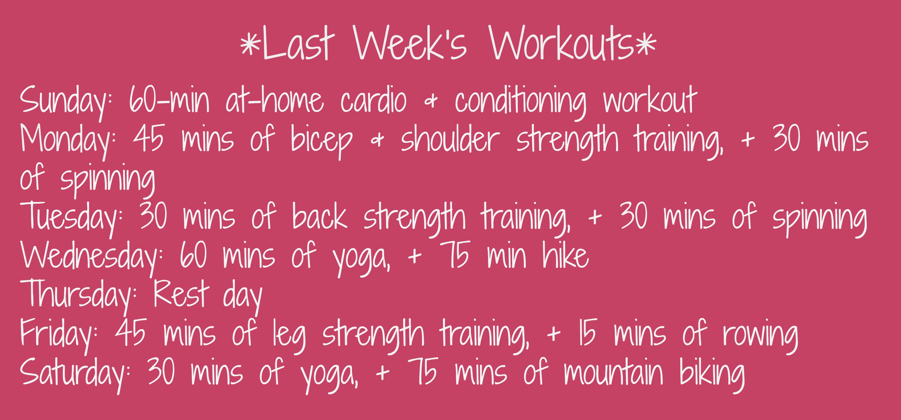 weekly workouts