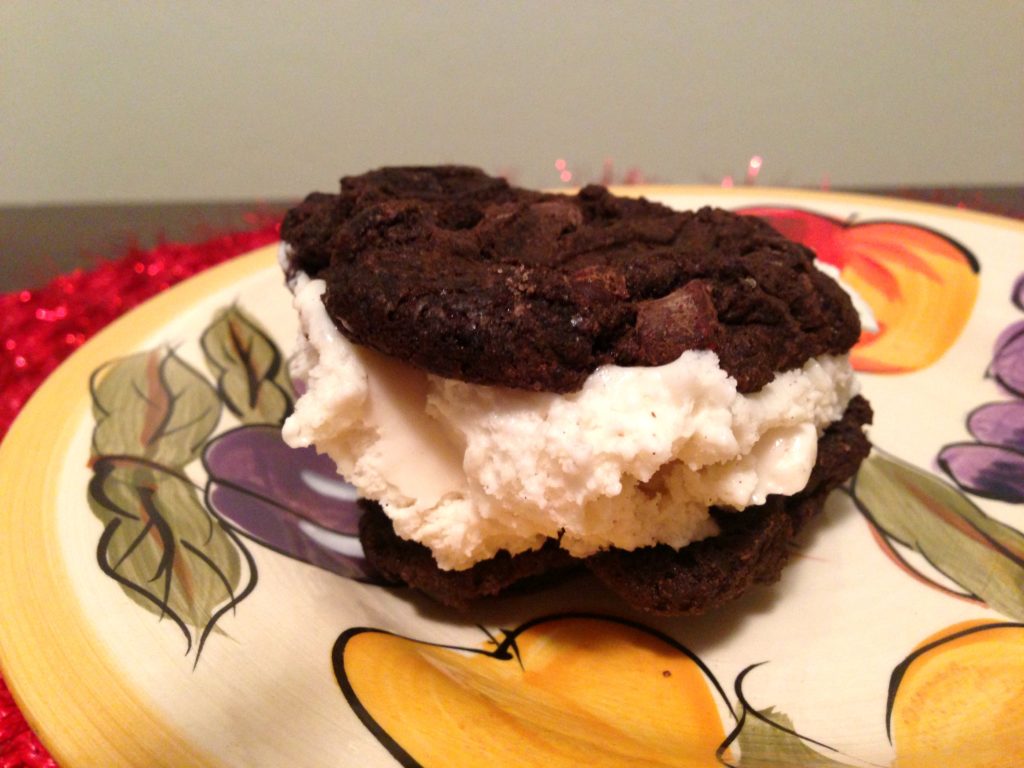 Dessert: brownie cookie ice cream sandwiches