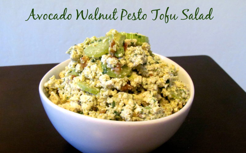 Avocado Walnut Pesto Tofu Salad