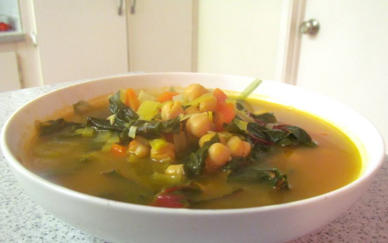 Red Swiss Chard, Chickpea & Leek Soup {vegan}