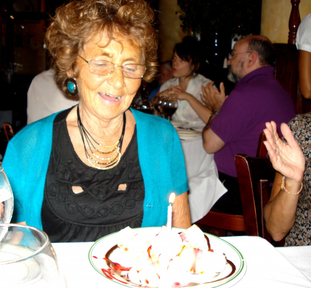 Celebrating her 74th birthday in 2008 