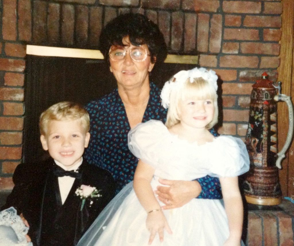 My older brother and me with my grandma before a wedding we were in