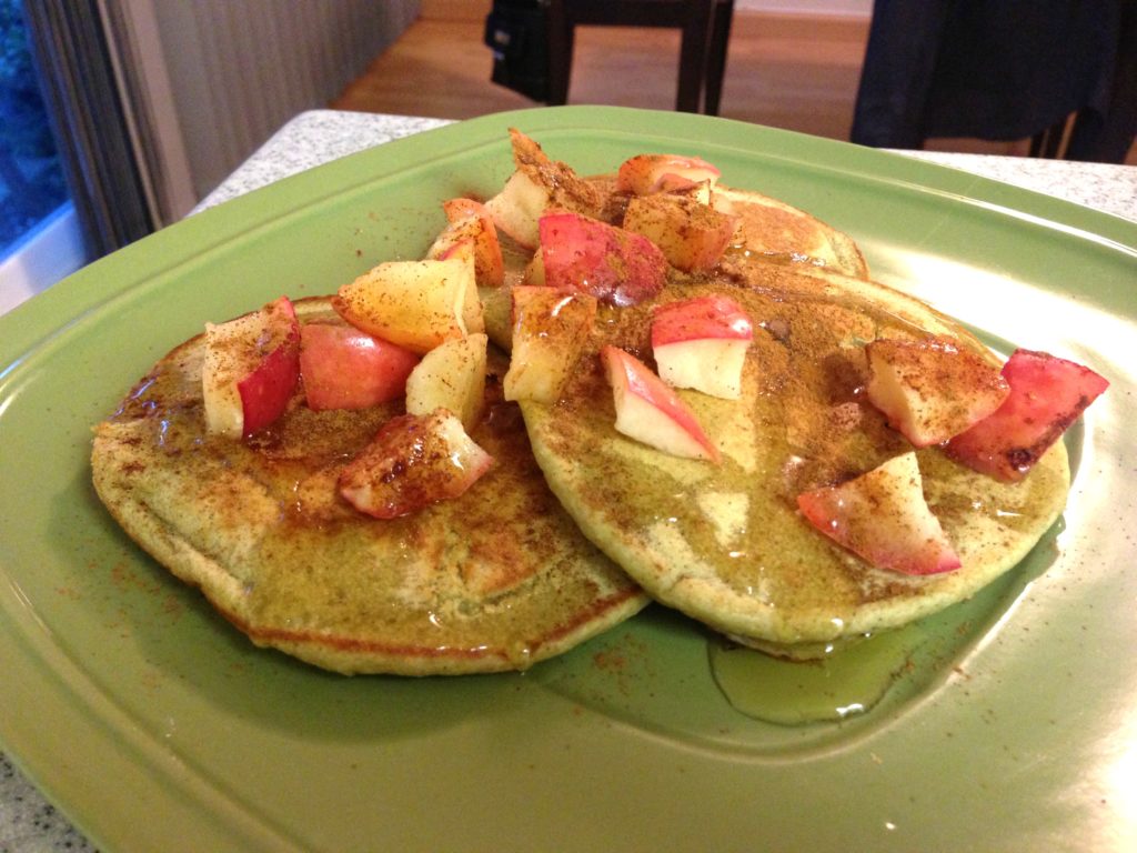 apple matcha pancakes