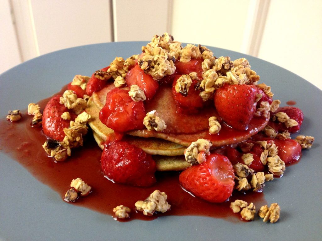 strawberry matcha pancakes