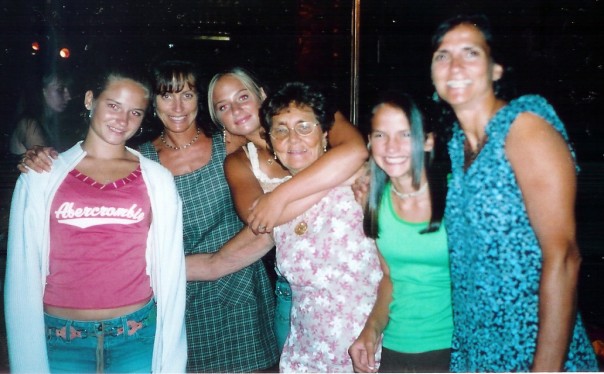 With my sister, mom, grandma, cousin, and aunt years ago