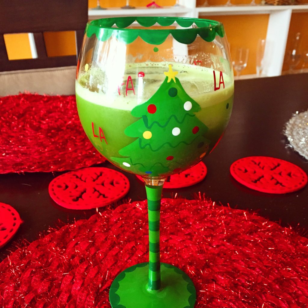 green juice holiday glass