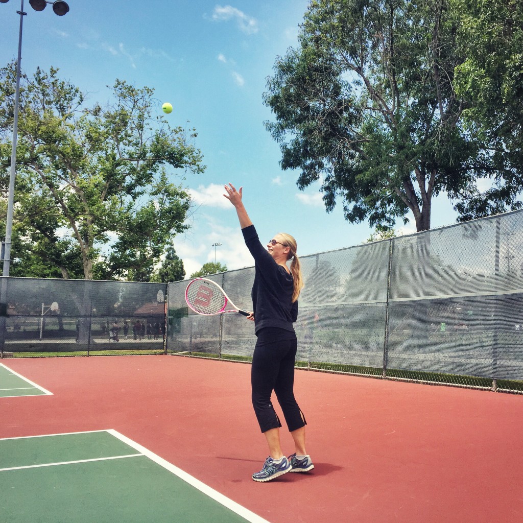 Working on my tennis serve on Saturday