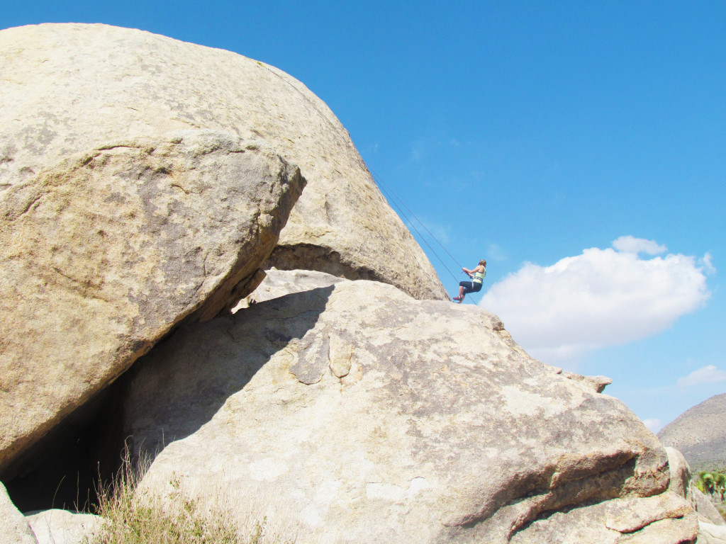 Woman Rock Climbing at Joshua Tree