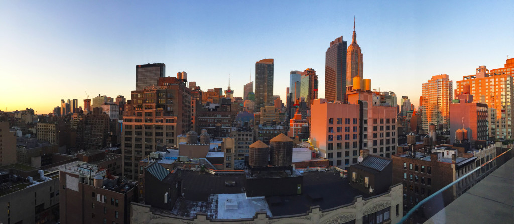 NYC rooftop bar skyline