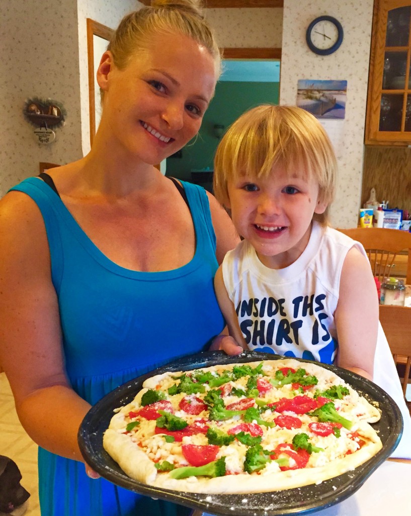 Making homemade pizza with my oldest nephew, Brayden