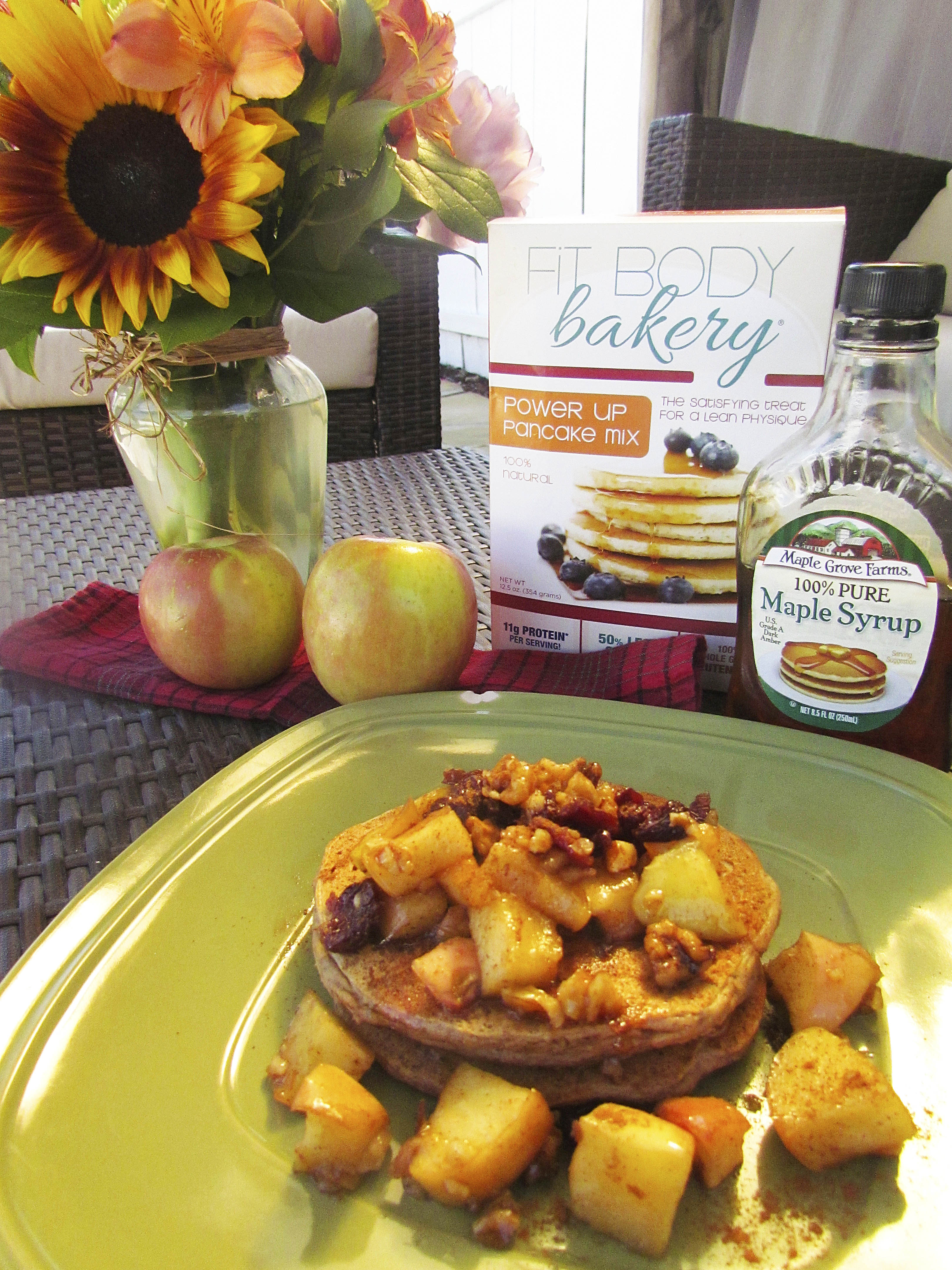 Apple Cherry Walnut Pancakes (& Fit Body Bakery Giveaway!)