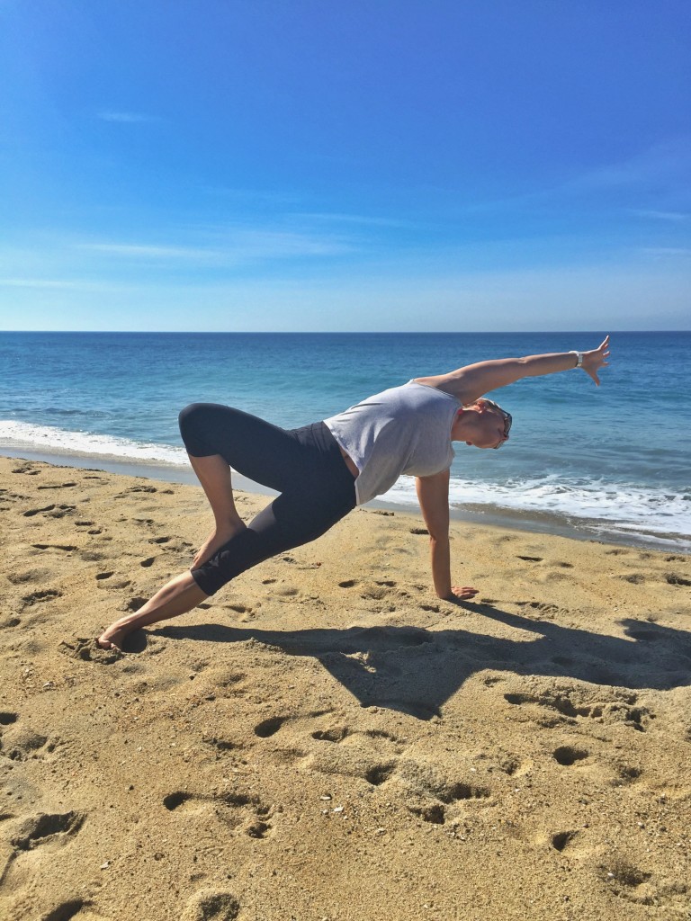 side plank on the beach