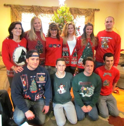 Some of my family and I wearing my late grandma's Christmas sweaters last year in honor of her love for the holidays