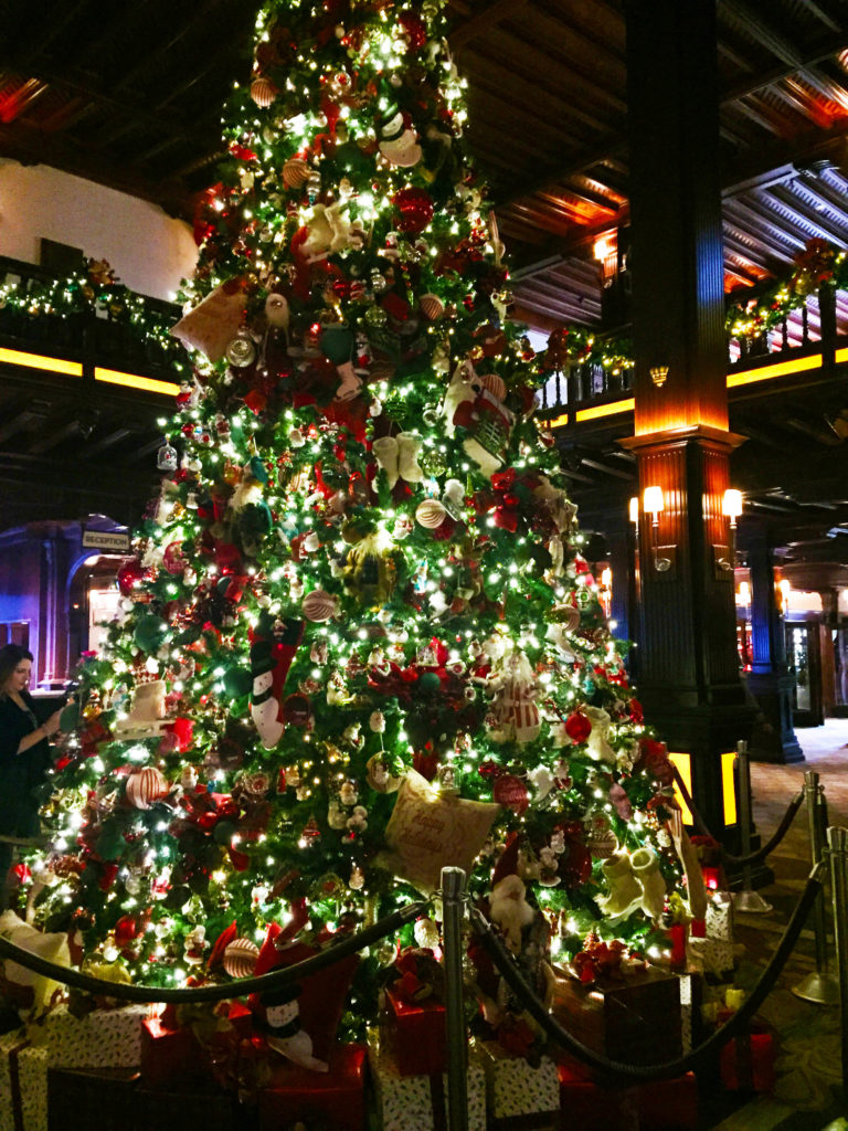 The Christmas tree in the hotel's lobby