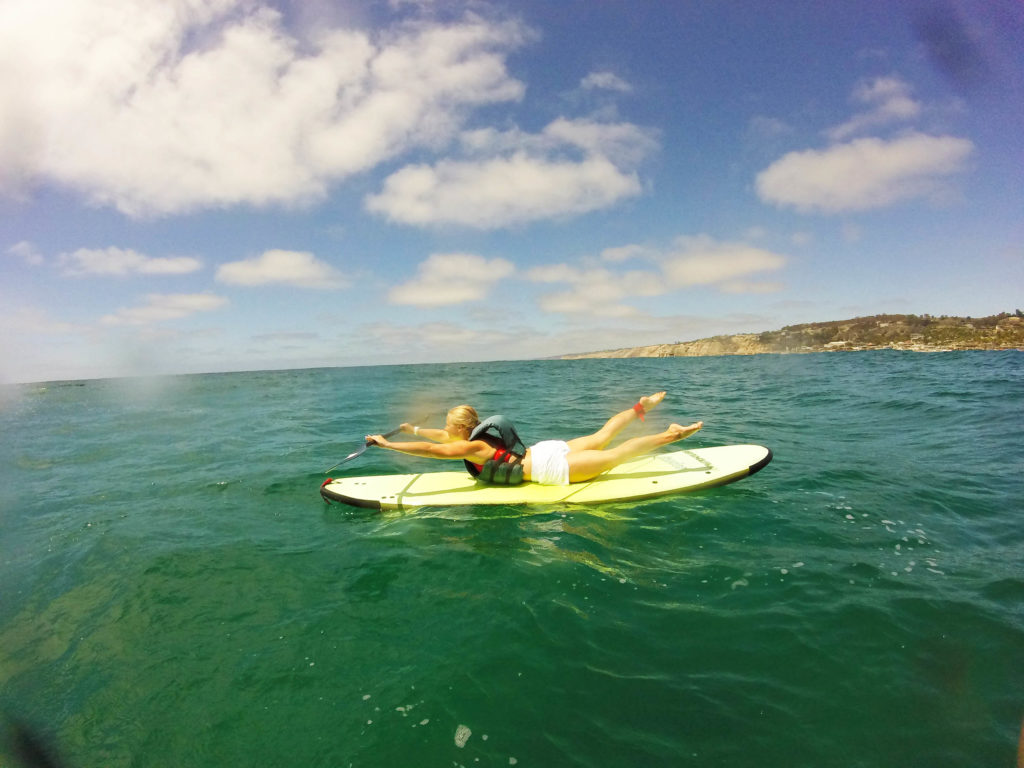 Yoga posing during our SUP adventure