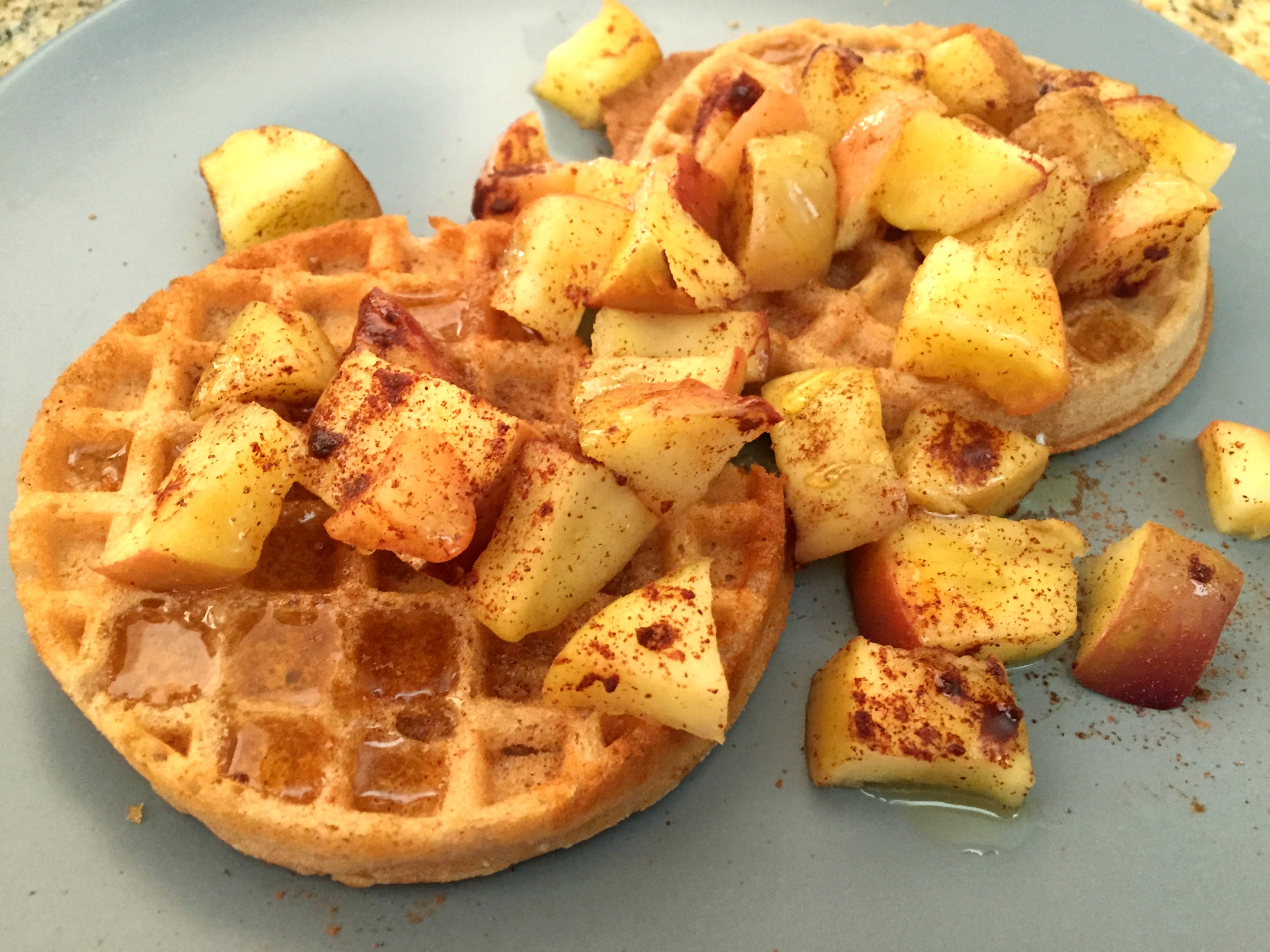 Vans waffles with baked apple