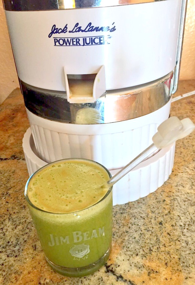 Making green juice in a Jim Beam glass yesterday... how's that for polar opposites? 
