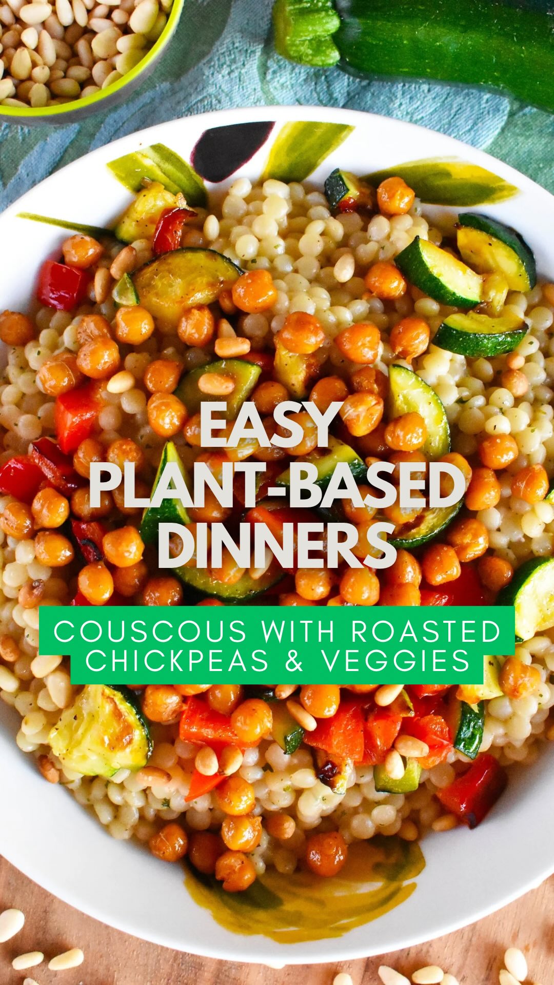 Welcome to my new series, Easy Plant-Based Meals, where I share simple, nutritious meals that I make for my family on the regular. 🥦🥕🥬🧅🧄🫘🫑
 
Today I’m making Garlic Pearled Couscous with Roasted Chickpeas & Veggies. 

Here are the ingredients you need to serve 4: 

1️⃣ 2-3 boxes of Near East Pearled Couscous with Roasted Garlic & Olive Oil (I find that 3 boxes yield about 4.5 cups; you can also use a plain pearled couscous)
2️⃣ 1 can garbanzo beans 
3️⃣ 4 TSP avocado oil 
4️⃣ 1 zucchini 
5️⃣ 1 bell pepper
6️⃣ 2T-1/4 cup pine nuts, optional but I like the added heart-healthy crunch
7️⃣ Salt, pepper & paprika to taste 

Directions:
1️⃣ Preheat oven to 375. Drain & rinse chickpeas, then add to a baking dish. Add 2 TSP of avocado oil, and a nice sprinkle of salt, pepper, and paprika to taste. Mix it up, then cook for 25 minutes, stirring halfway through. 

2️⃣ Cook the couscous according to the box directions. 

3️⃣ Heat 2 tsp avocado oil in a sauté pan over medium-low heat. Chop the zucchini and bell pepper, add a sprinkle of salt & pepper, then cook until tender. 

4️⃣ Lightly toast the pine nuts. 

5️⃣ Plate the couscous, add the roasted chickpeas & veggies on top, & sprinkles pine nuts onto each plate. Enjoy! 

Get a printable version of the recipe on foodielovesfitness.com #linkinbio or comment RECIPE for a direct link. 

If you like this new Easy Plant-Based Meals series, let me know what kind of recipe you’d like to see next 👩‍🍳

#healthyeating #easyrecipes #eatrealfood #veganfood #plantbased #healthylifestyle #recipereel