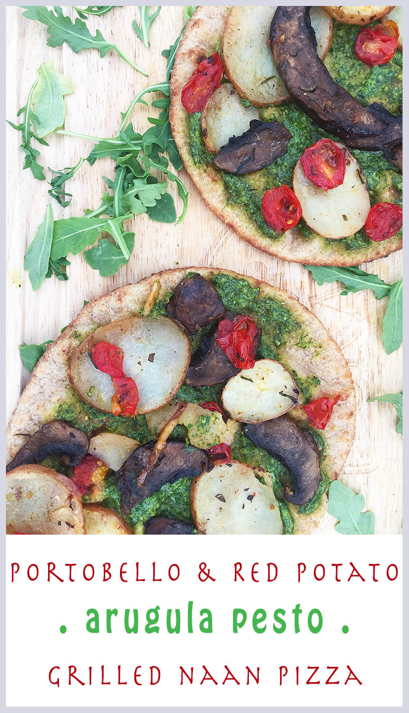 Arugula Pesto Veggie Grilled Naan Pizza