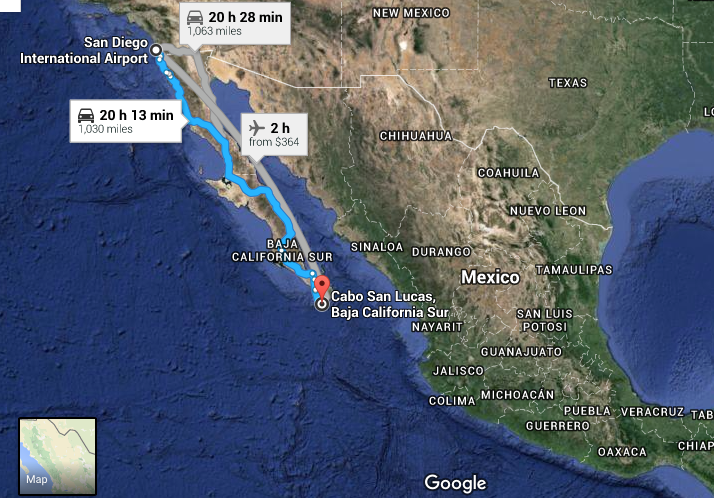 Cabo travel route