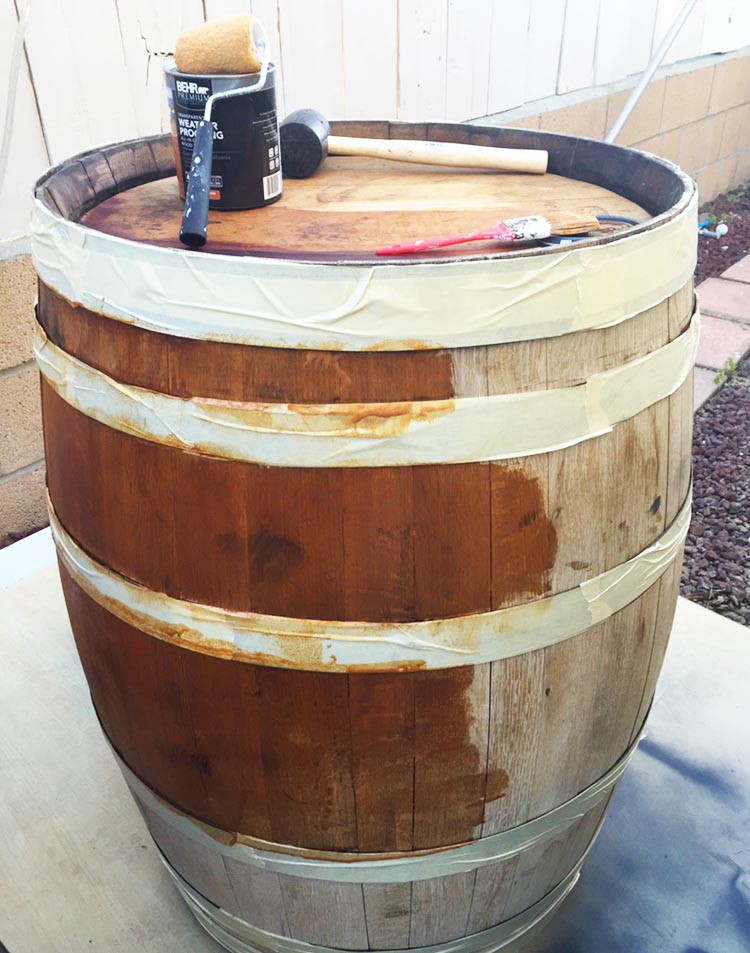 Wine barrel staining