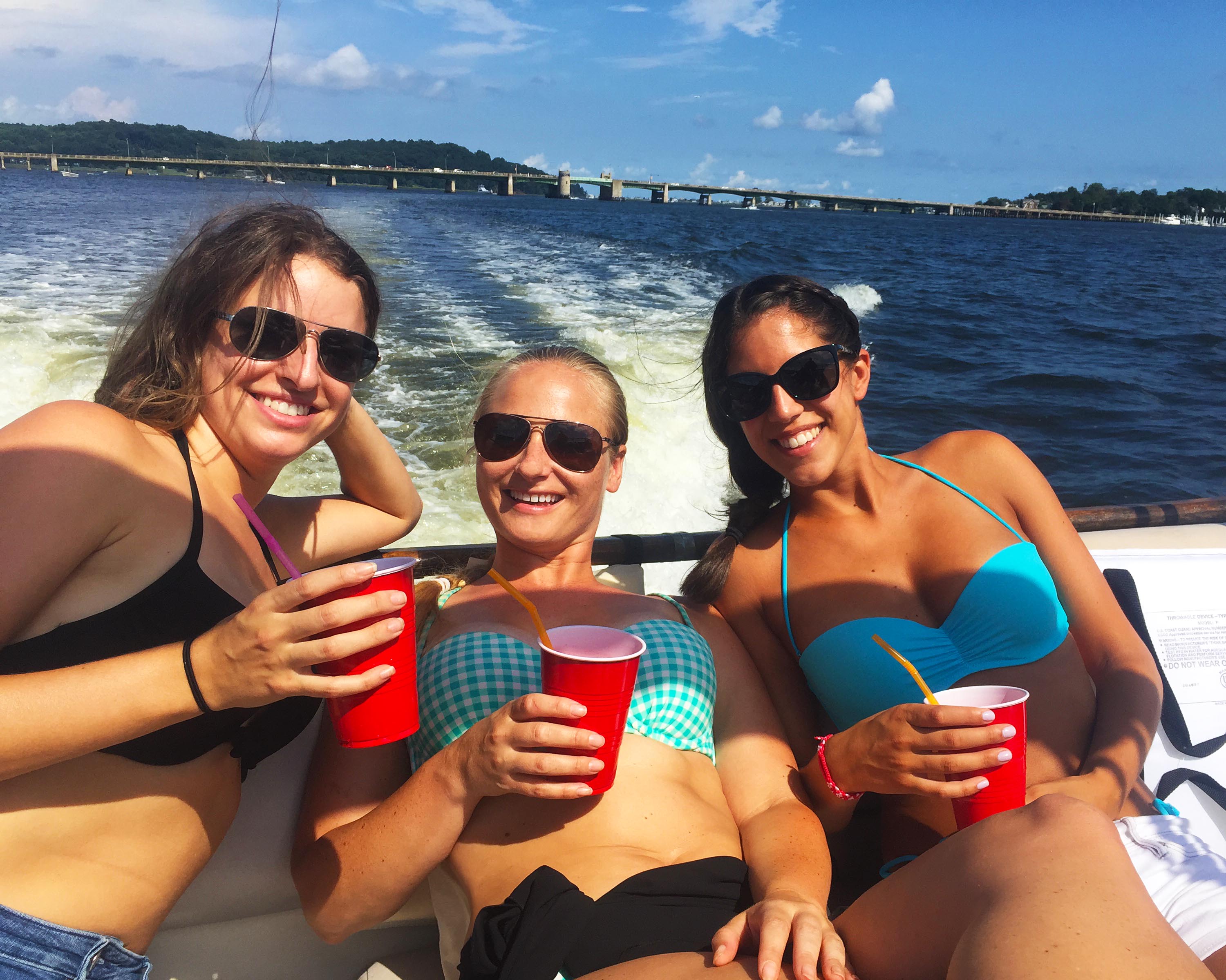 boat riding with girlfriends