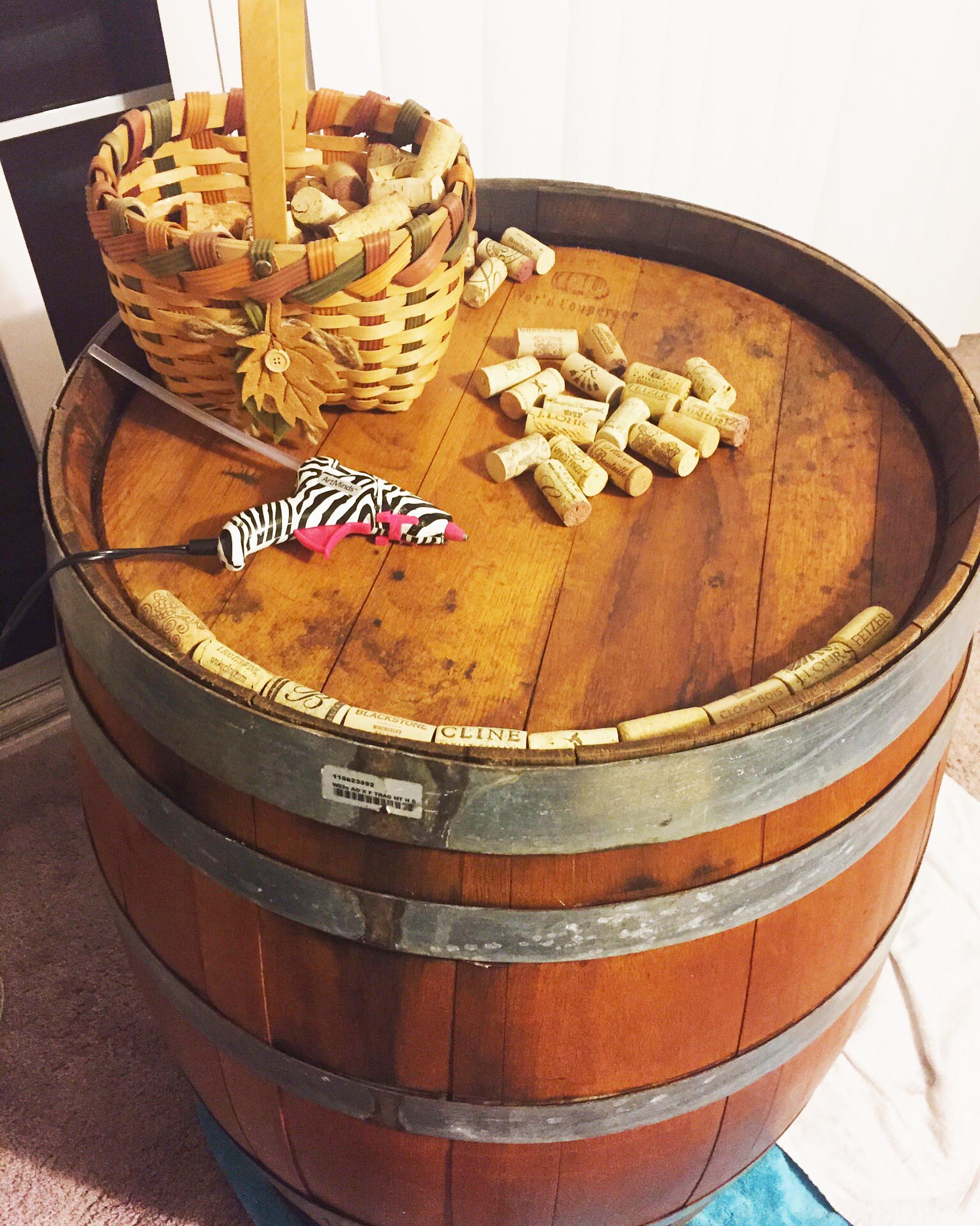 wine barrel table corks-2
