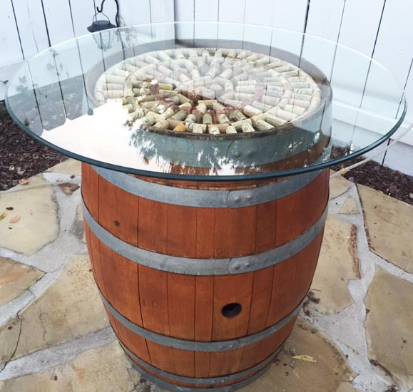 wine barrel table with top