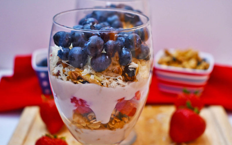 Blueberry Granola, Berry & Coconut Yogurt Parfaits {vegan + gf}