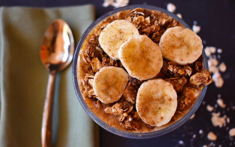 Pumpkin Banana Protein Smoothie Parfaits with Apple Pie Granola {vegan + gf}