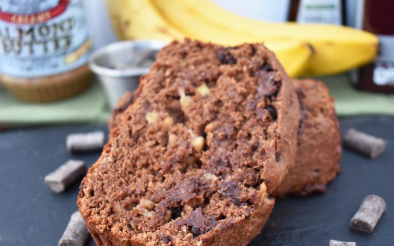 Brownie Batter Almond Butter Banana Bread {vegan}