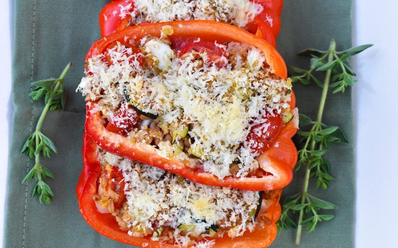 Italian Farro Stuffed Bell Peppers