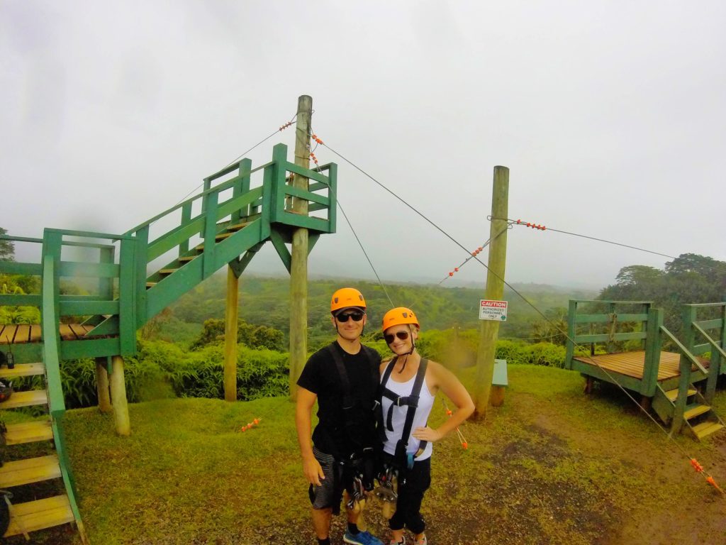 Ziplining in a rainforest in Kauai