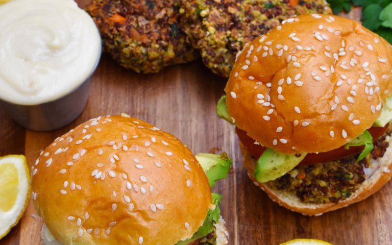 Quinoa Veggie Burger Sliders with Lemon Tahini Sauce {vegan}