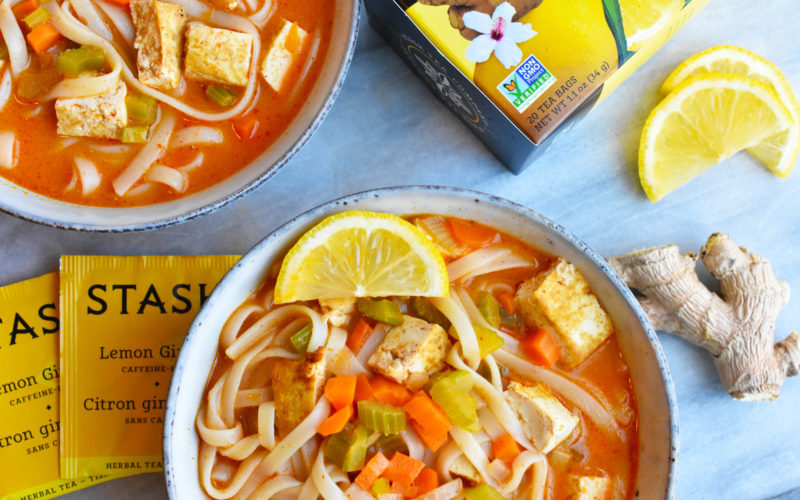 Thai-Inspired Tofu ‘Chicken’ Noodle Soup {vegan}