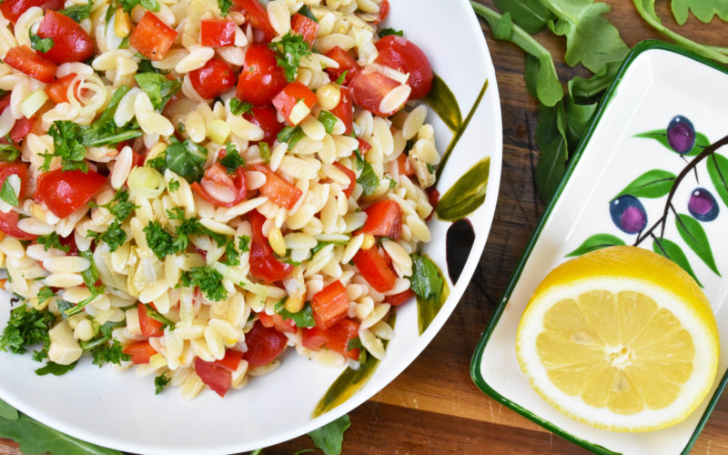 Summer Mediterranean Orzo Pasta Salad {vegan}