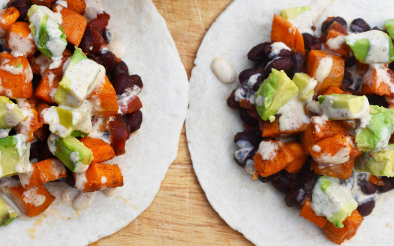 Roasted Sweet Potato & Black Bean Tacos {vegan}