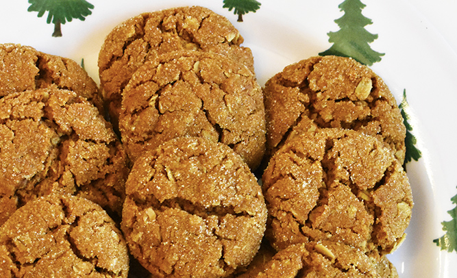 Soft & Chewy Vegan Ginger Molasses Oat Cookies